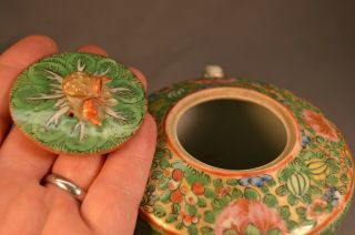 Antique Chinese Porcelain Tea Pot Cabbage Leaf Famille Verte 3