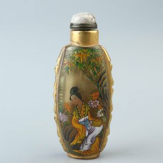 Chinese Exquisite Handmade People Pattern Glass Snuff Bottle