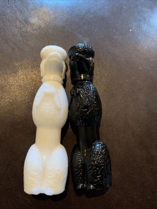 Vintage Avon White & Black Poodle Dog Glass Cologne Perfume Bottle Empty Set