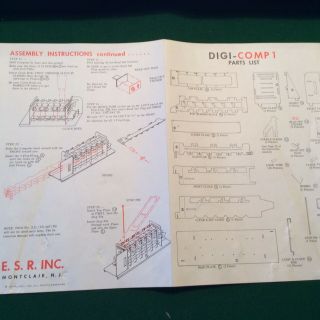 Rare 1963 Vintage Binary Computer Digi Comp 1 Kit Game 3
