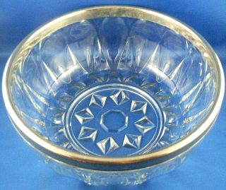Rare Vintage Leonard Italy Crystal Large Serving Bowl With Metal Lip Collectable