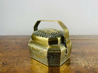 Antique Chinese Bronze Hand Warmer Box Incense Burner Censer Ming Xuande Mark 3