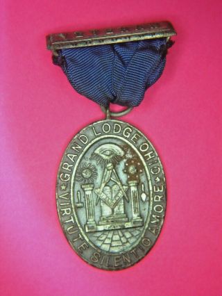 Grand Lodge Ohio Masonic Freemason Medal Coin 50 Years Bronze Copper