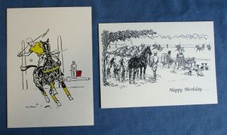 Vintage Paul Brown Cards Polo 1940s Horse Illustration Art Polo Field Wow