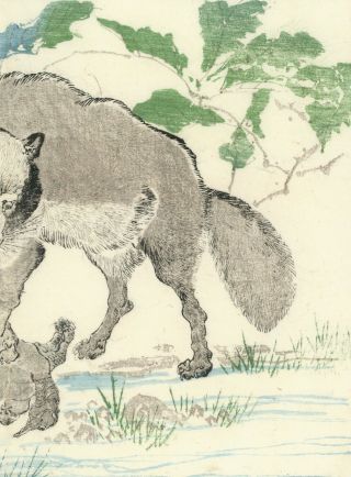 ☆RARE☆ Kawanabe Kyosai Antique (1st Edition) Woodblock Print Hokusai Seitei 3