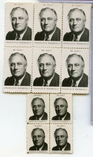 Re - Elect Franklin Roosevelt Fdr Political Campaign Poster Stamp Blocks - Rc243