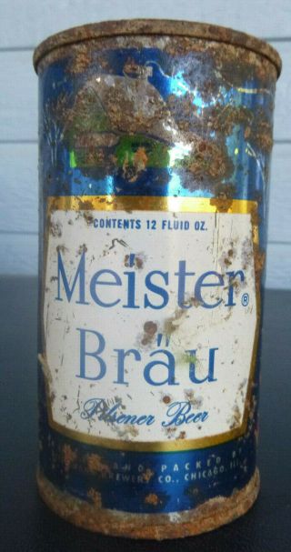 Vintage Meister Brau Flat Top Beer Can Keglined Peter Hand Chicago Illinois Blue