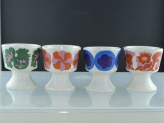 Arabia Finland 1964 - 1971 Mid - Century Modern Four Vintage Egg Cups
