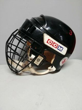 Vintage Black Ccm Ht2 With Foam Bumpers Hockey Helmet Great Shape
