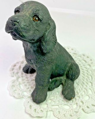 Vintage Black Lab Puppy Dog Figurine Living Stone 1989 Made Usa