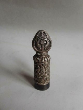 Antique Tibet Top High Aged Buddhist Decorated Iron Seal Stamp With Endless Knot