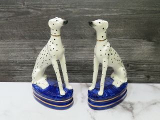 Vtg Pair Staffordshire Style Spotted Mantle Dogs Dalmatian Fitz Floyd Whippets