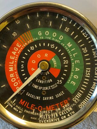 Vintage RARE Automobile “Mile - O - Meter” Accessory Gauge ; 1950’s to 1960 ' s 2