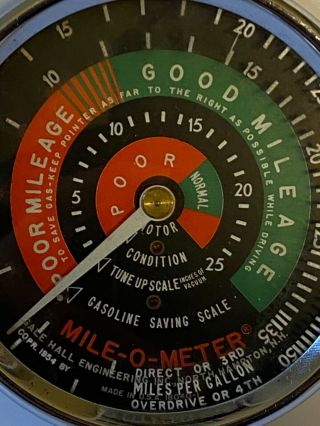 Vintage RARE Automobile “Mile - O - Meter” Accessory Gauge ; 1950’s to 1960 ' s 3