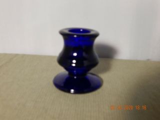Vintage Cobalt Blue Glass Candle Holder Taper 2 1/2 "