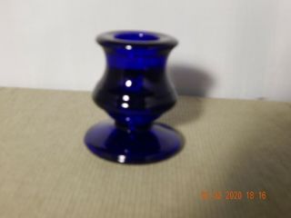 Vintage Cobalt Blue Glass Candle Holder Taper 2 1/2 