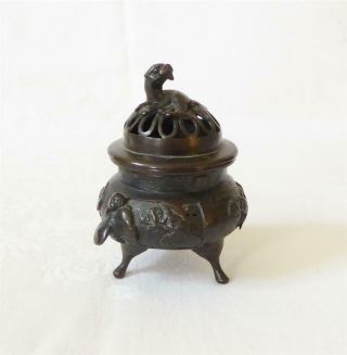 Antique Late 19th Early 20th Century Japanese Meiji Bronze Censer Incense Burner