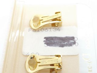 Christian Dior VTG NWT Gold Tone Ribbed Half Hoop Clip - On Earrings 3