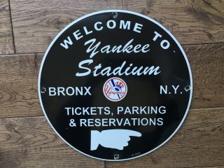 Vintage York Yankees Stadium Baseball Heavy Porcelain Sign 12”