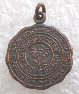 Vintage Bankers Life Insurance Company Of Nebraska Achievement Award Charm - 1933
