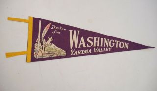 Vintage Skookum Jim Felt Pennant Native American Indian Yakima Valley Washington
