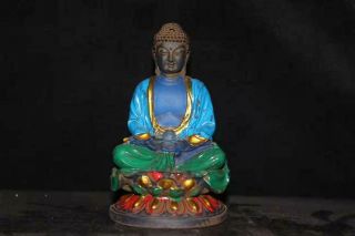 Chinese Old Beijing Glass Handmade Exquisite Buddha Statue 35138