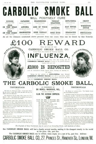 Carbolic Smoke Ball - Print Of The Advertisement Leading To The Famous Case