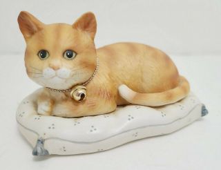 1985 Schmid Gordon Fraser Porcelain Kitty Cat On Pillow Figurine