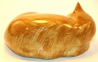 Vintage N.  S.  GUSTIN CO.  Ceramic Orange Sleeping Kitten Figurine 2