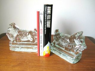Glass Scottie Scottish Terrier Bookends Book Ends Paperweights Dogs Figures 3