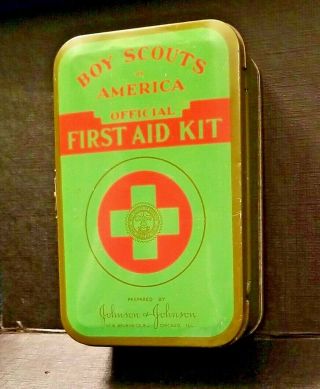 Vntg Bsa Boy Scouts Of America Official First Aid Kit Johnson & Johnson Empty