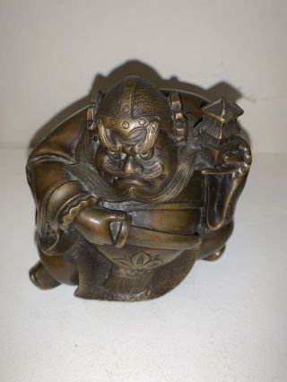 A Chinese Filled Bronze Figure Of An Immortal,  12cm Tall