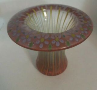 Vintage Higgins Drop Out Vase Glass Mid Century Daisies Signed
