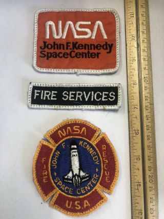 Vintage Nasa John F Kennedy Space Center Fire Rescue Patches
