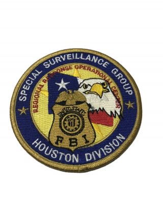 Fbi Federal Bureau Of Investigation Houston Special Surveillance Group Patch.