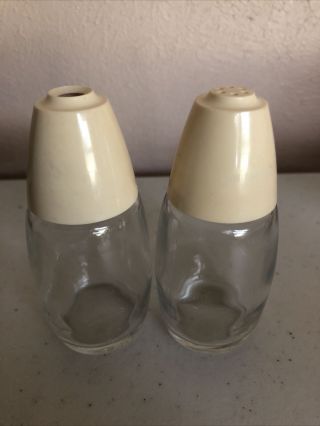 Vintage Gemco Salt Pepper Shakers - Clear Glass - Yellow Top