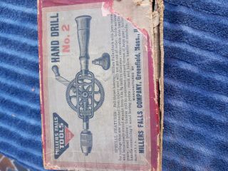 Vintage No.  2 Hand Drill Millers Falls Co Made Usa And Bits