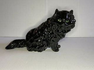 Shafford Black Persian Cat Kitty Figure 6 " Tall X 9 " Long Ceramic