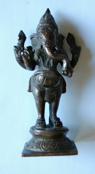 Ganesha Hindu 19th Century Indian Four - Armed Bronze