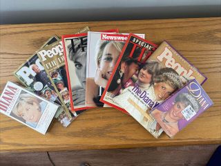 Princess Diana - 6 Magazines,  2 Vhs - People,  Life And Time - 1997
