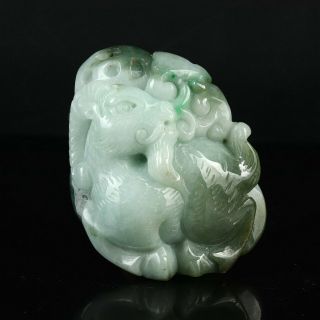 Chinese Exquisite Handmade Goat Carving Jadeite Jade Pendant
