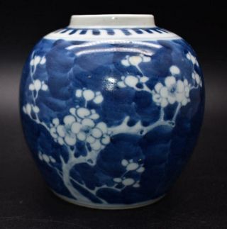 Antique Chinese 19thc Blue And White Ginger Jar - Kangxi Mark