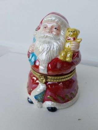 Mr Christmas Santa Claus Hinged Music Box Animated Carousel Jingle Bells