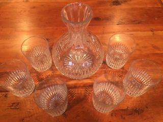 Vintage Waterford Crystal Decanter And Six Matching Highball/scotch Glasses
