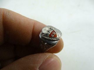 Vintage Catholic Private High School Class Sterling Silver Enamel Ring 1949 Old 2