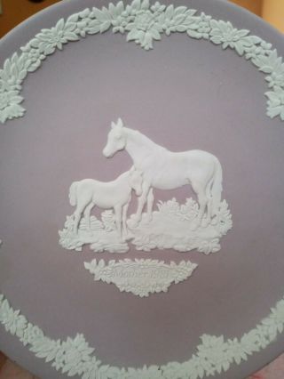 Vintage Wedgewood Horse Plate Collectable,  Mare & Foal,  Mother Horse,  6.  5 " Lilac