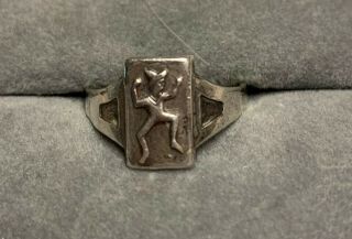 Brownie Scout Ring,  Vintage Sterling Silver,  Adjustable,  1940 