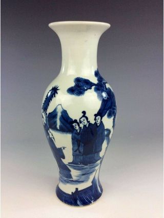 19c Qianlong Style,  Chinese Blue & White Glazed Porcelain Vase