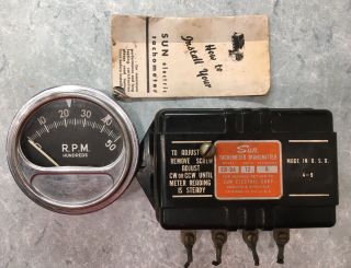 Vintage Sun Tachometer Model Rc - 50 And Transmitter Eb - 9a 12 Volt 8 Cylinder