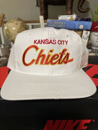 Vtg Kansas City Chiefs Sports Specialties Script Snapback Hat Nfl 9/10